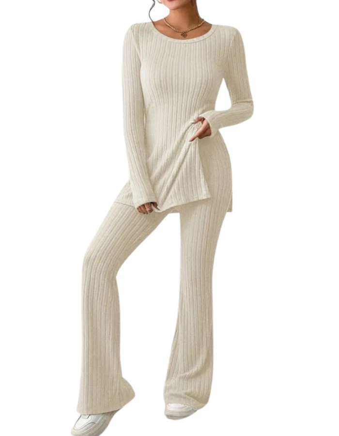 SHOPIQAT Women's Casual Slim Side Slit Knitted Two-Piece Set - Premium from shopiqat - Just $11.250! Shop now at shopiqat